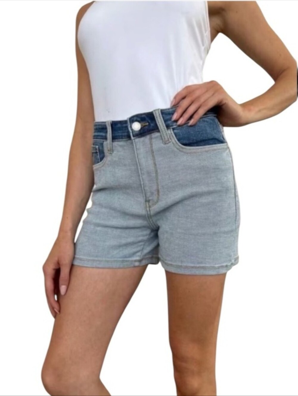 Judy Blue High Rise Mixed Washed Denim Shorts #3871